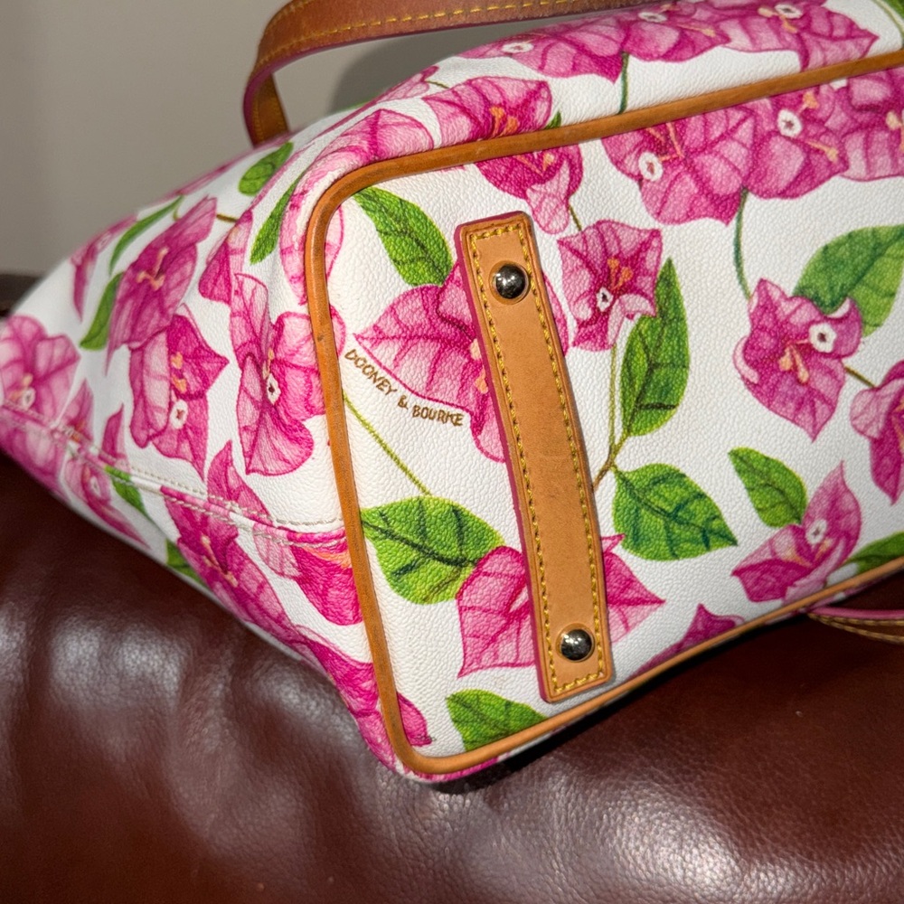SOLD🔥🔥🔥Dooney & Bourke Pink Floral Zip Top Tote Shoulder Bag - Picture 6 of 14